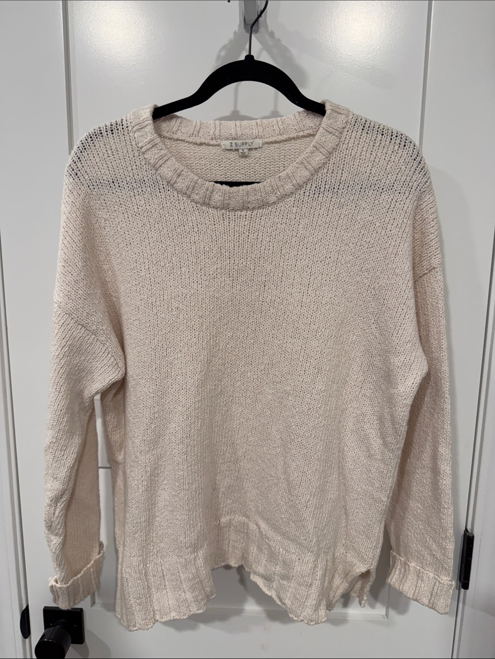 Z Supply Women's Cream Open-Knit Crewneck Sweater